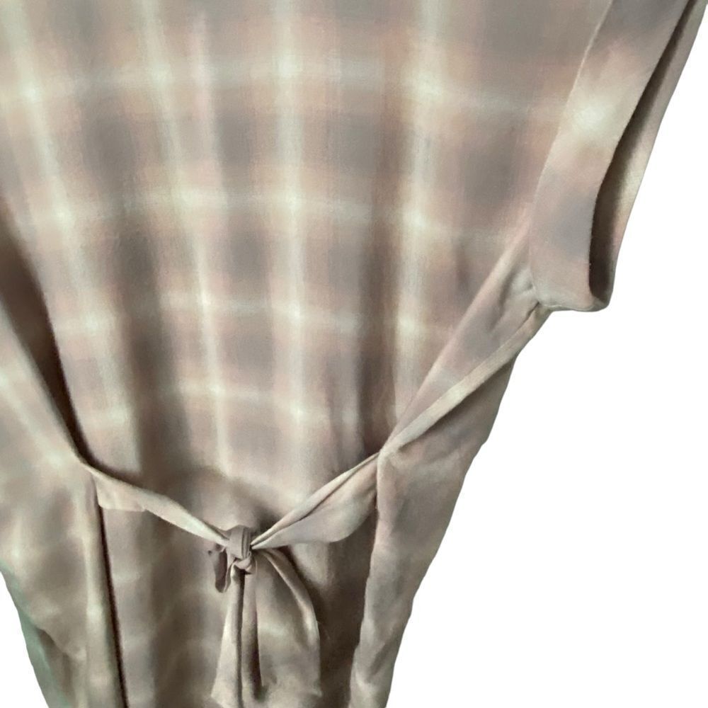 All Saints Sonny Check Short Sleeve Front Tie Shift Light Pink Dress Size US 2 - Picture 9 of 12